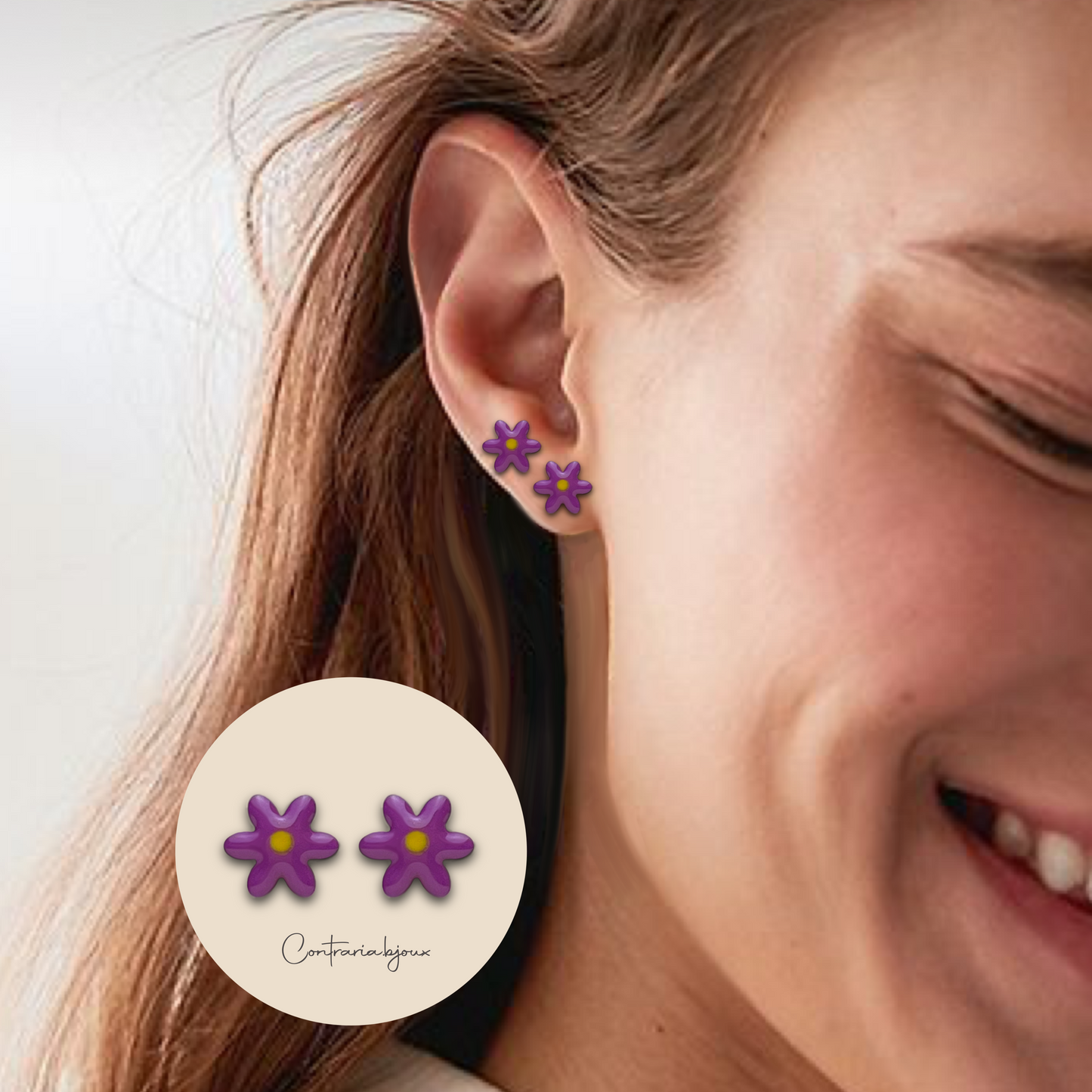 Red/blue/purple daisy flower earrings (copy)