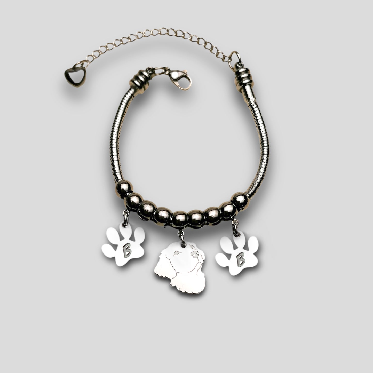 Bracciale cane Golden Retriever, Bracciale Golden Retriever personalizzato e zampa incisa