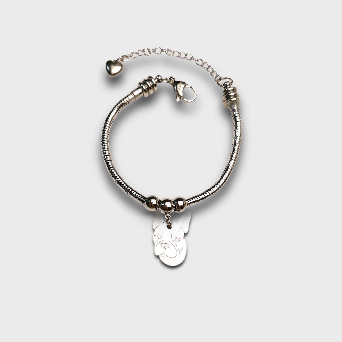 French Bulldog Bracelet, Personalized Dog Bracelet and Paw with Initial