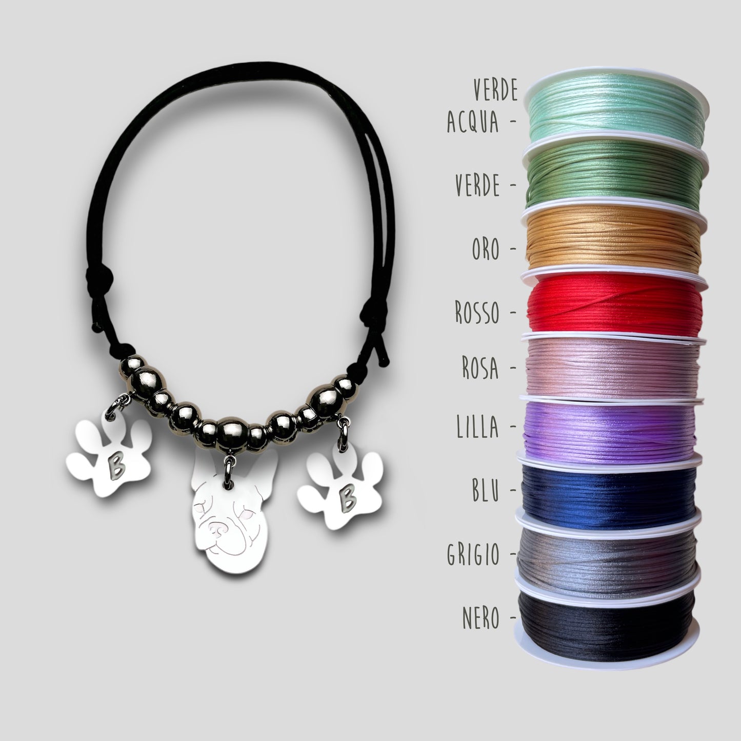 French Bulldog Bracelet, Personalized Dog Bracelet and Paw with Initial