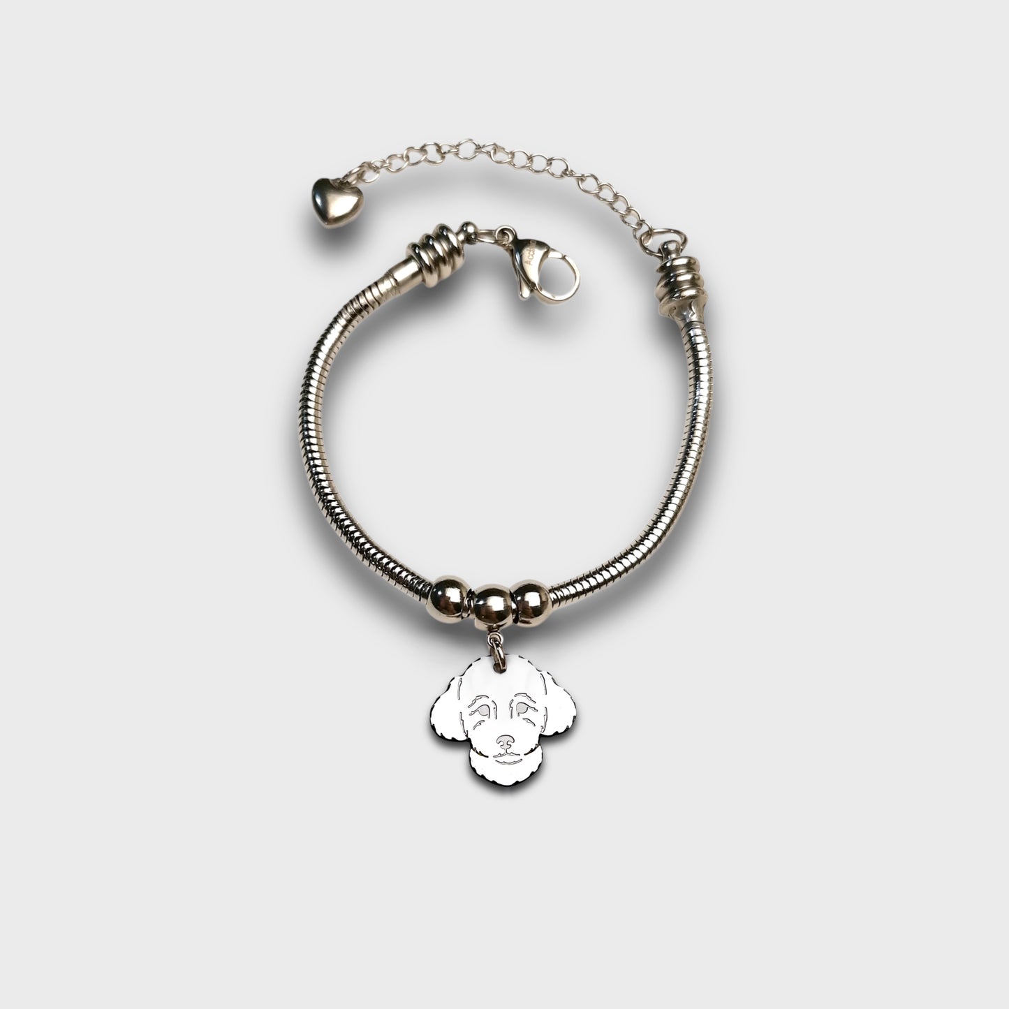 Poodle Dog Bracelet and Paw with Engraved Initial