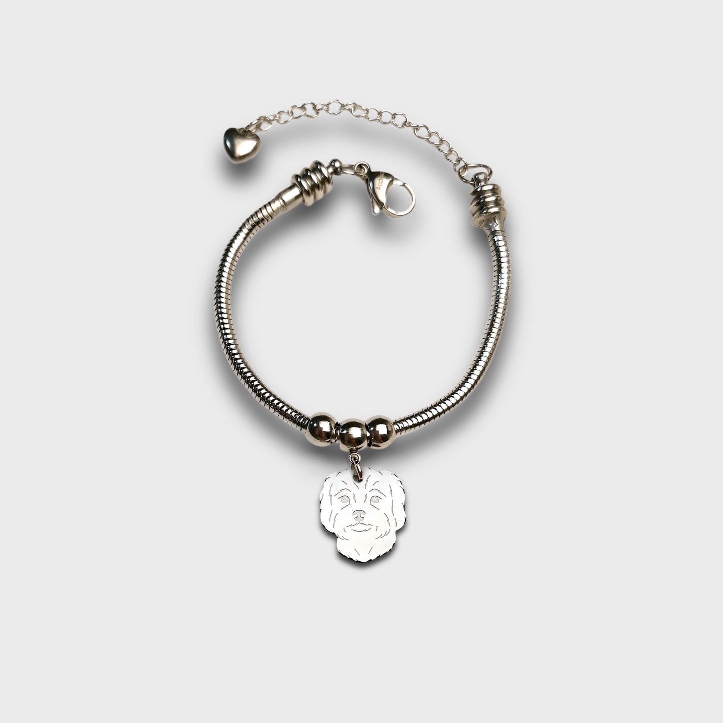 Maltese Dog Bracelet, Maltese Pendant, Personalized Paw Bracelet with Engraved Initial, Maltese Bracelet