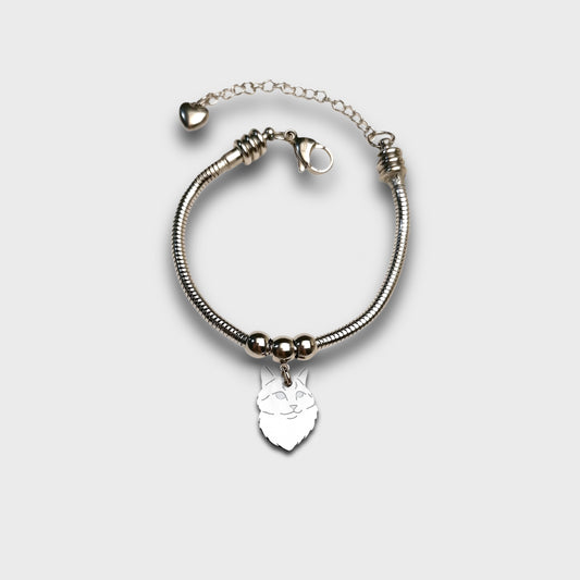 Cat and Paw Bracelet with Engraved Initial