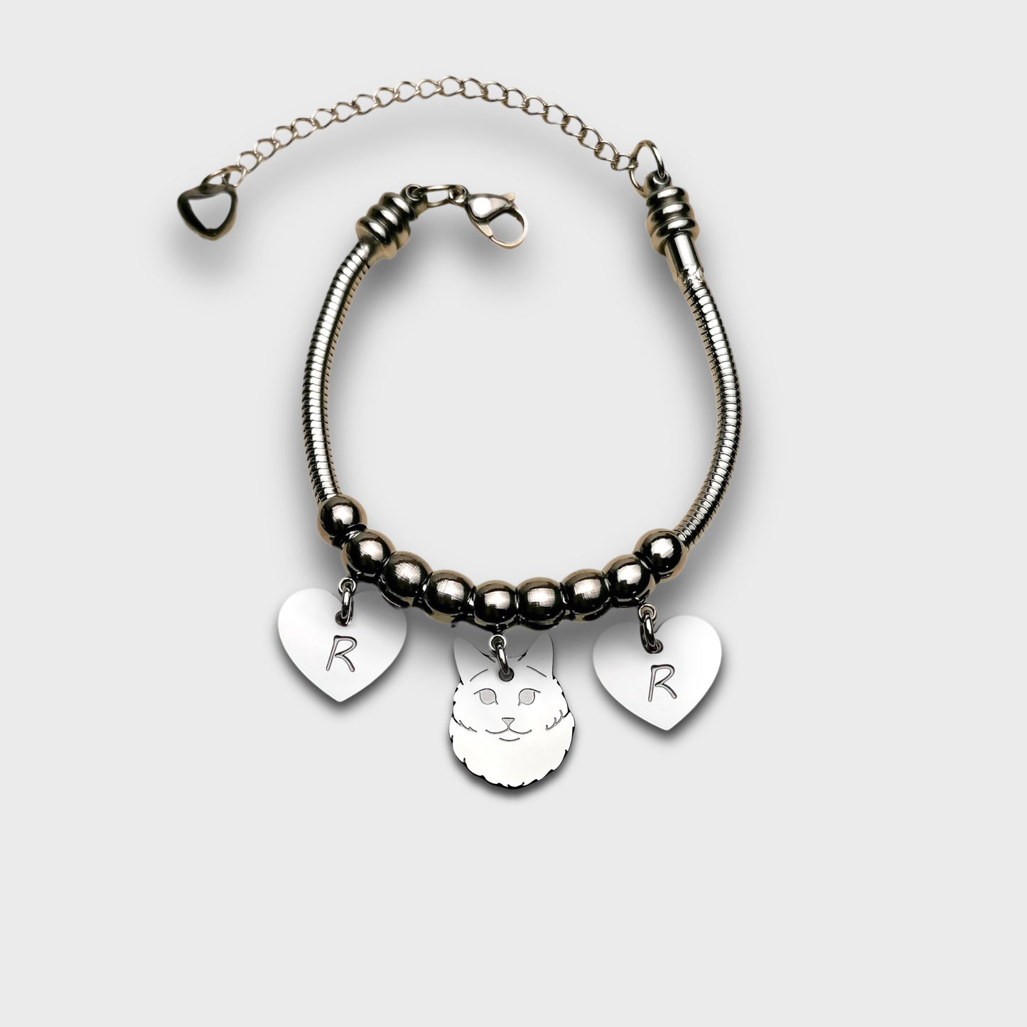 Norwegian Cat Bracelet and Paw with Engraved Initial