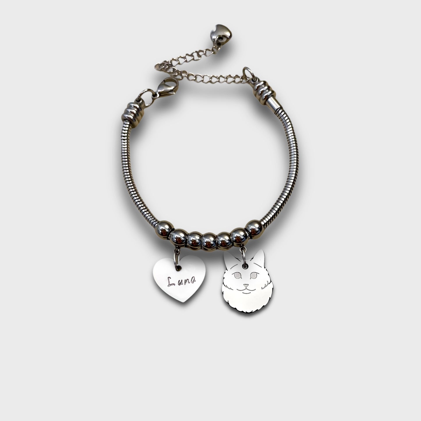 Norwegian Cat Bracelet and Paw with Engraved Initial