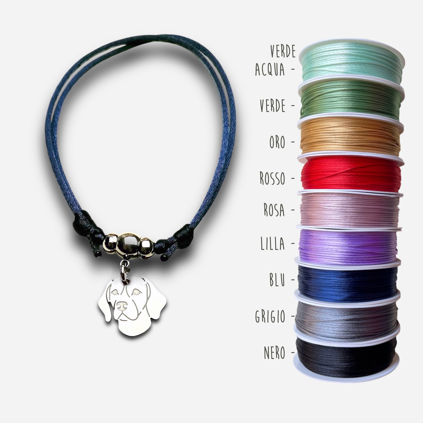 Bracciale Cane Beagle e zampa con iniziale incisa, Bracciale cane Beagle personalizzato