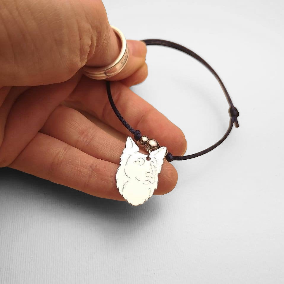 Border Collie Dog Bracelet and Paw with Engraved Initial